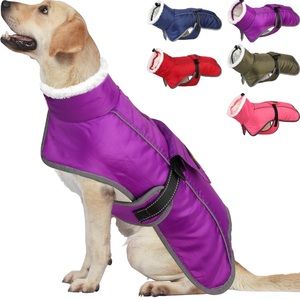 NWT Reflective & Adjustable Dog Winter Coat with Buckle Fleece Turtleneck